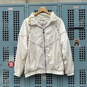 Retros 80s White & Gold Embroidered Windbreaker Jacket